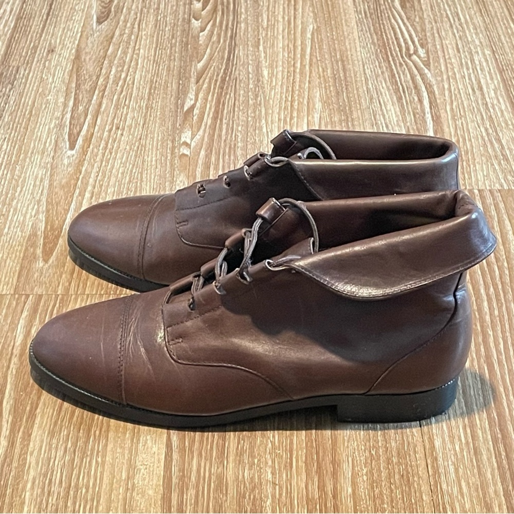 Vintage Prima Royale Brown Ankle Cuff Leather Granny Boots Witchcore  Sz 9.5